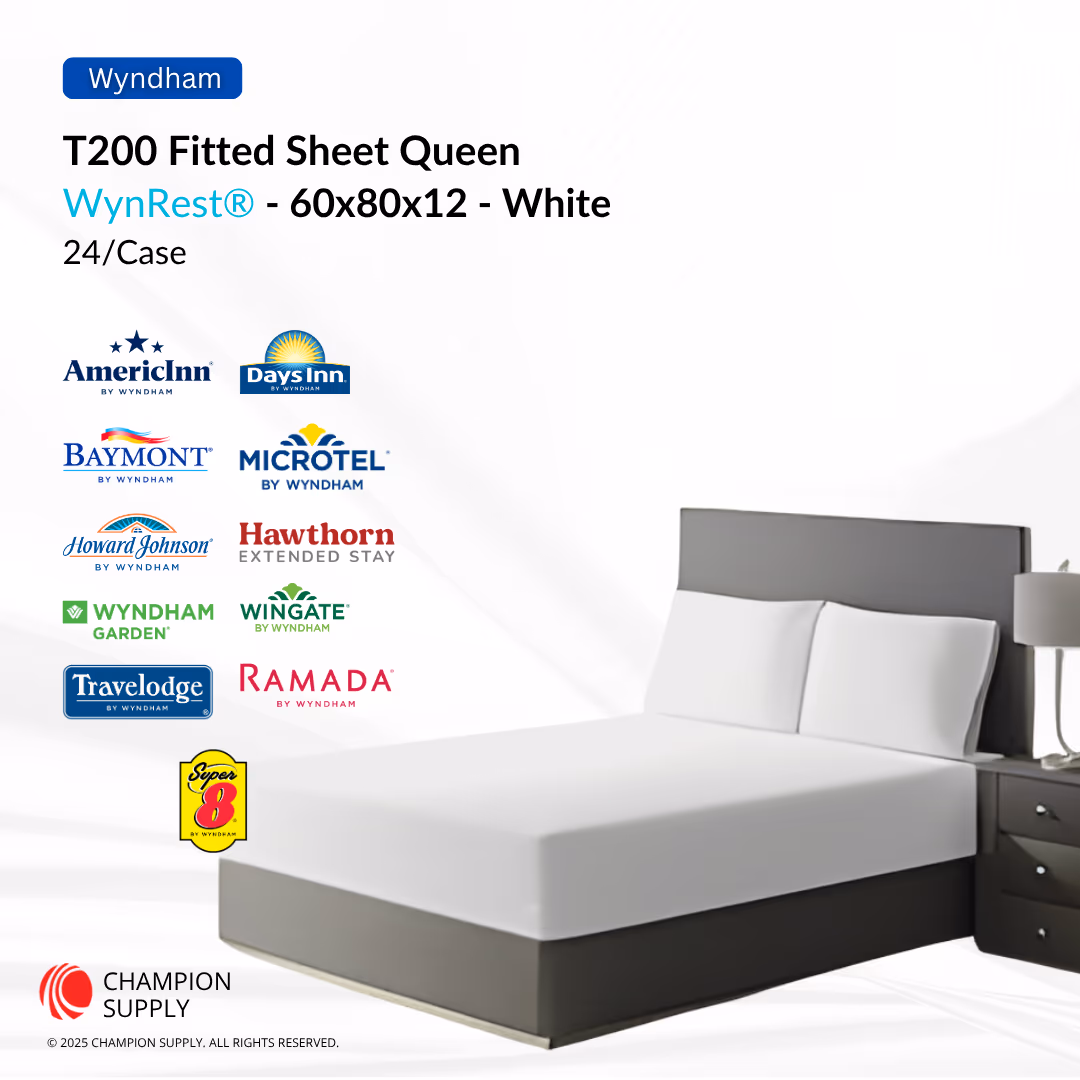 Wynrest T200 Fitted Sheet Queen 60x80x12 White, Case of 24